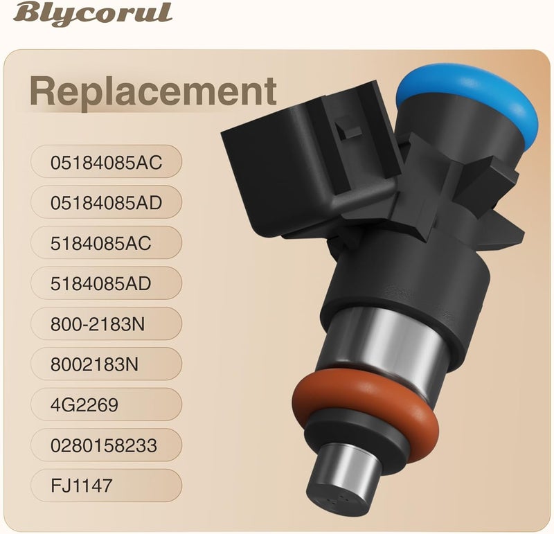 Blycorul 4 Holes Fuel Injectors 0280158233 Fit for 2011-2019 Chrysler 200 300, Dodge Challenger Charger Durango, Jeep Grand Cherokee Wrangler, Ram 1500 2500 3500 3.6L Replaces 05184085AC Set of 6 - Image 4
